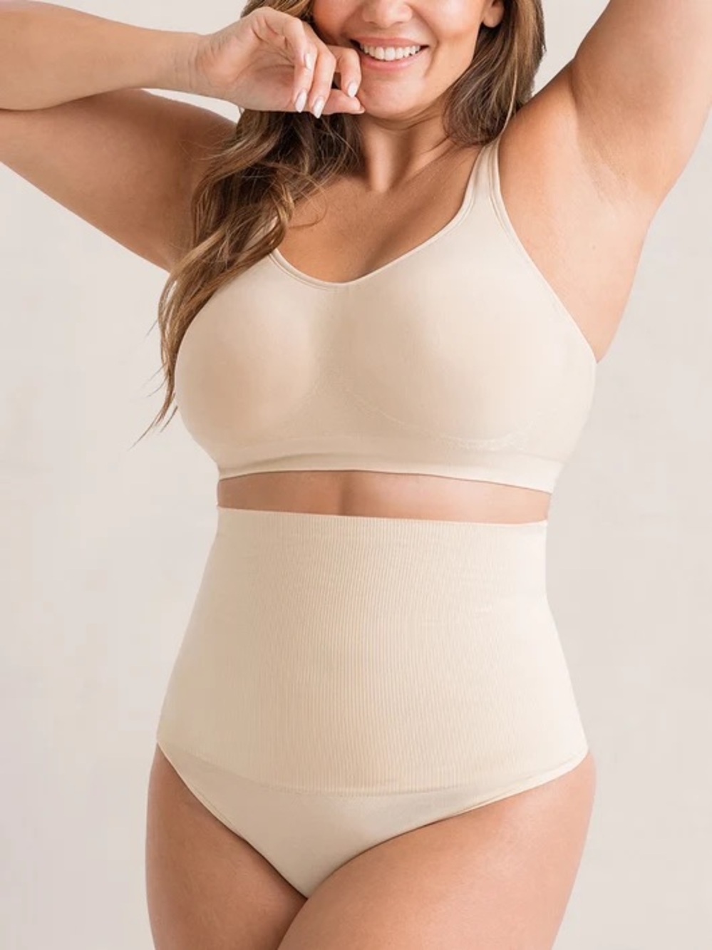 Shapermint Essentials All Day Every Day High-Waisted Shaper Thong Chai